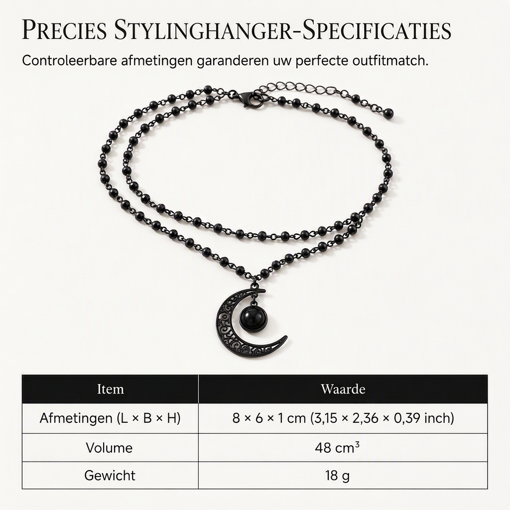 📢📢50% KORTING!! ⏰Gotische Donkere Kristallen Kettingschakel Ketting met Holle Maan Legeringhanger