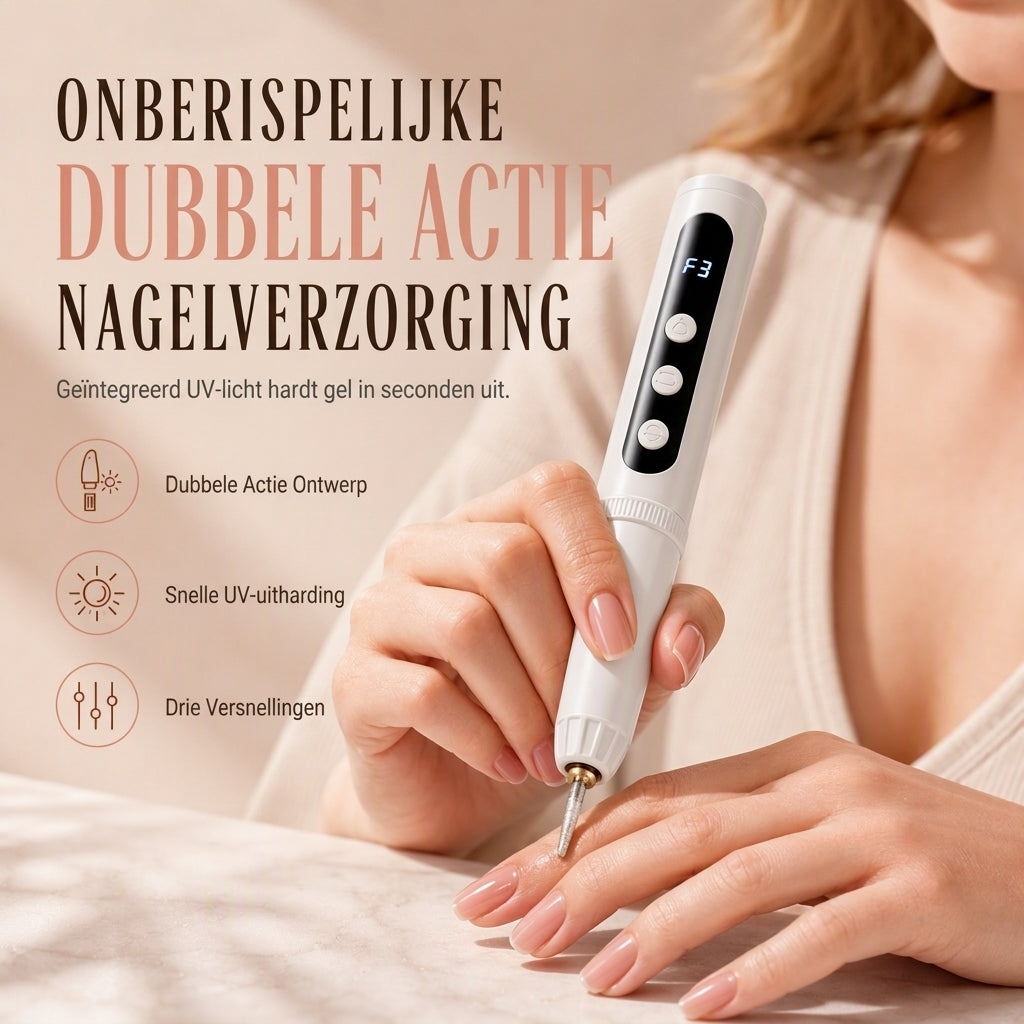 Draagbare elektrische nagelvijl en slijpmachine manicurehulpmiddel voor het polijsten van nagellak, verwijderen van gellak en verzorging van nagelriemen en dode huid, geschikt voor thuisgebruik