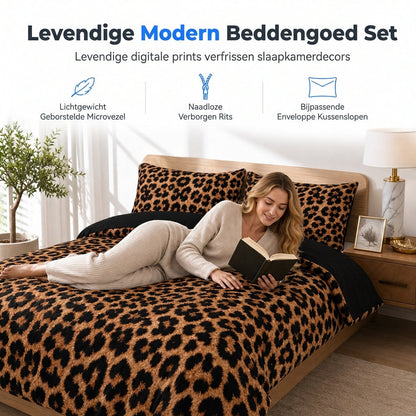 Geometrische Cartoon Anime Digitale Print Polyester Dekbedovertrek Beddengoedset met Kussenslopen