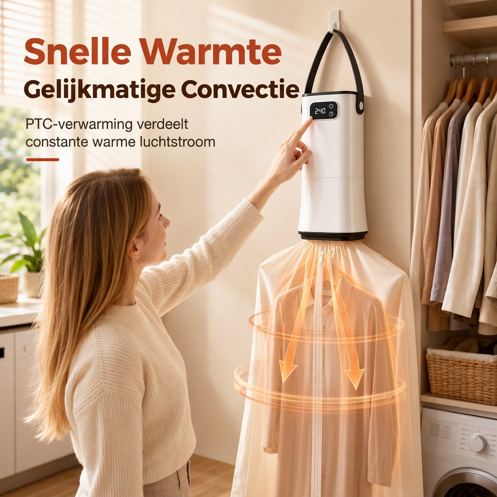 📢📢50% KORTING !! ⏰Draagbare Kledingdroger: Snelle Verwarming, Stil Nachtelijk Drogen, Opvouwbaar, Reizenvriendelijk, Installatie in 4 Stappen