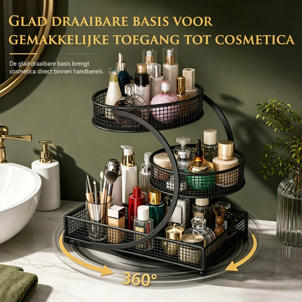 Cosmetica-opbergplank voor kaptafel en badkamer aanrecht, tafelmodel opbergrek voor huidverzorgingsproducten en make-up