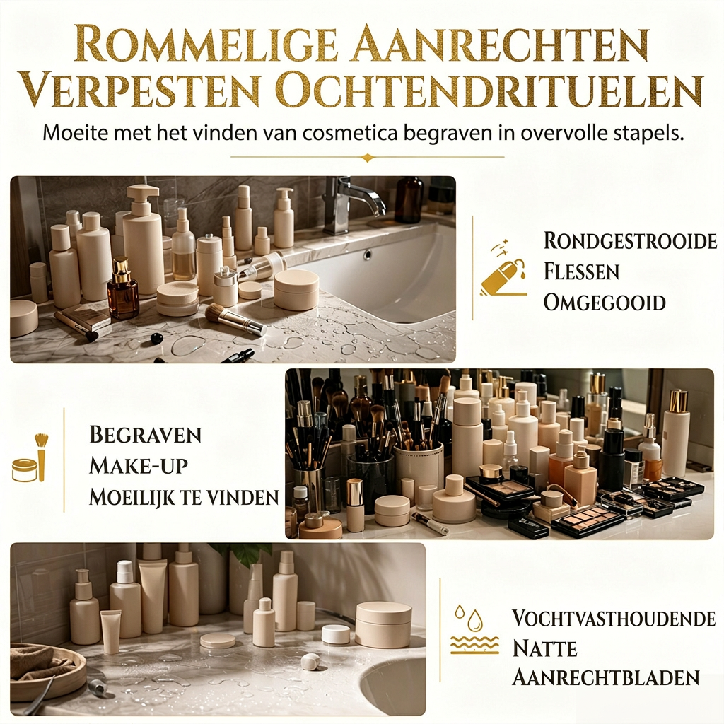 Cosmetica-opbergplank voor kaptafel en badkamer aanrecht, tafelmodel opbergrek voor huidverzorgingsproducten en make-up