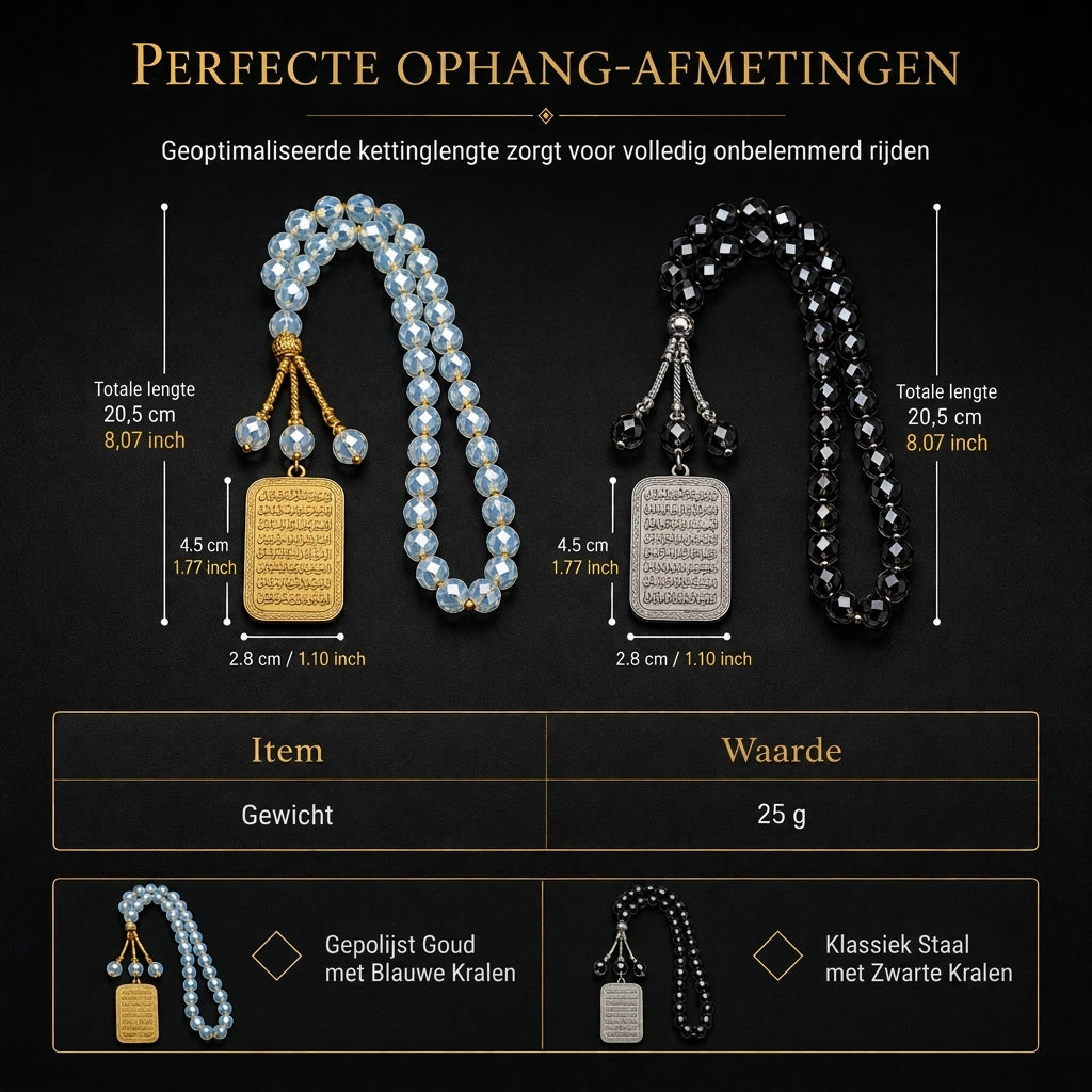 ⏳Tijdelijk 50% korting⏰Roestvrijstalen Arabische medaillon autohanger🏷️– Autospiegelhanger met blauwe glazen ketting🚗