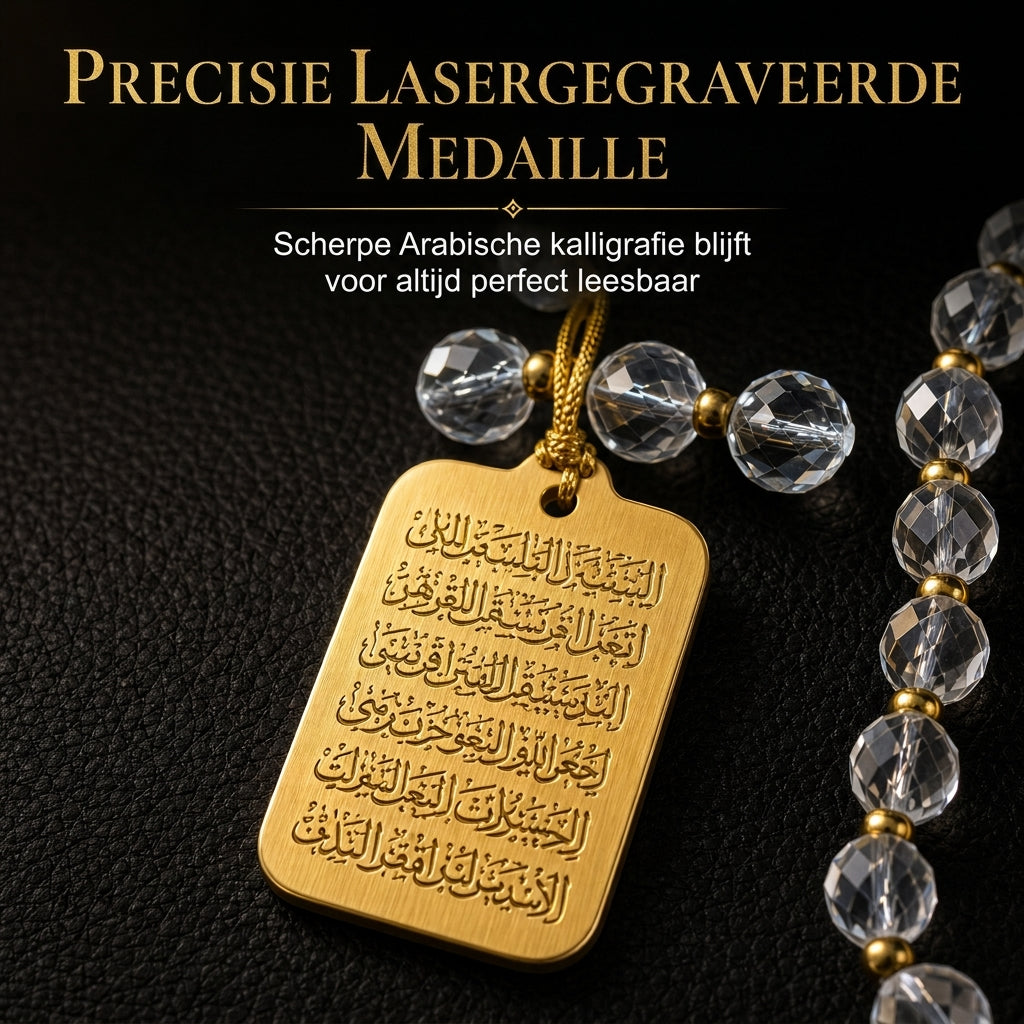 ⏳Tijdelijk 50% korting⏰Roestvrijstalen Arabische medaillon autohanger🏷️– Autospiegelhanger met blauwe glazen ketting🚗