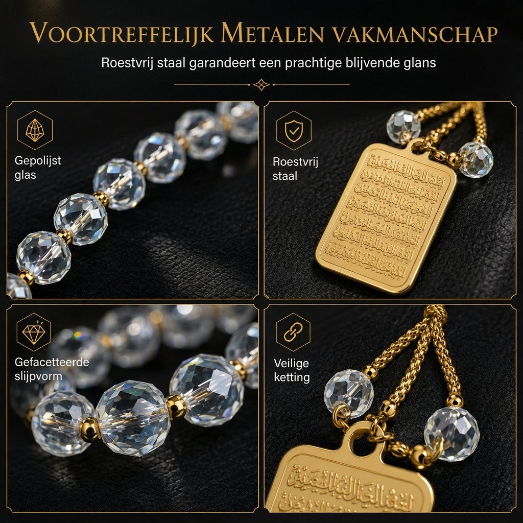 ⏳Tijdelijk 50% korting⏰Roestvrijstalen Arabische medaillon autohanger🏷️– Autospiegelhanger met blauwe glazen ketting🚗