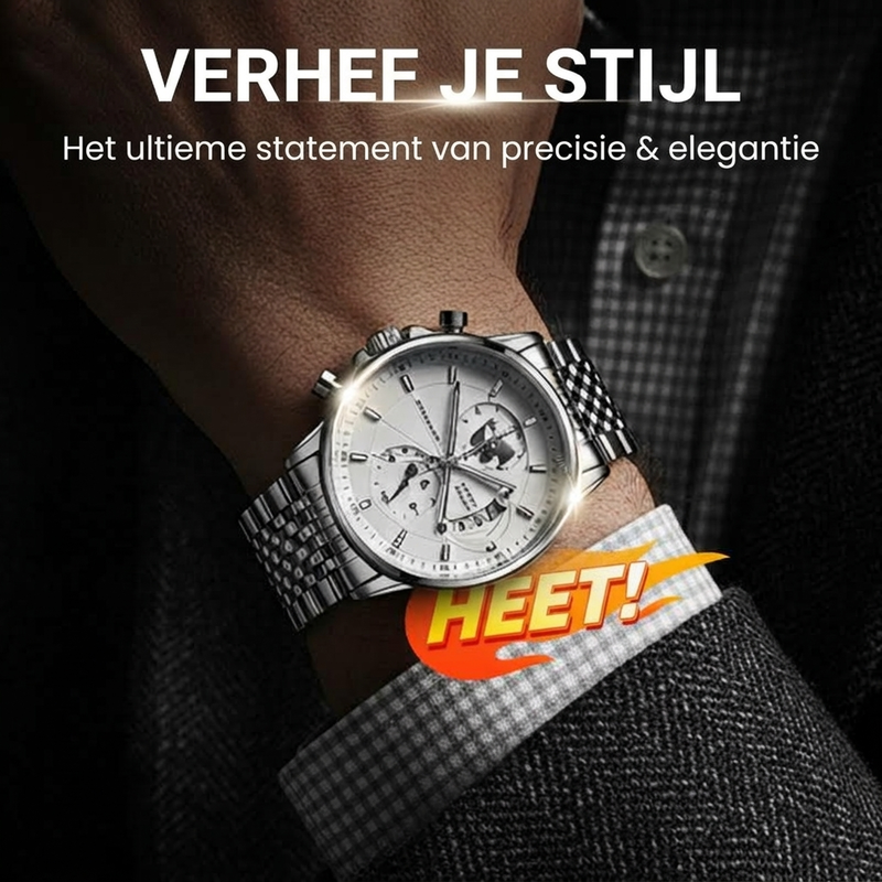 Heren waterdicht quartz horloge met lichtgevende wijzers