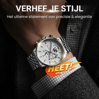 Heren waterdicht quartz horloge met lichtgevende wijzers