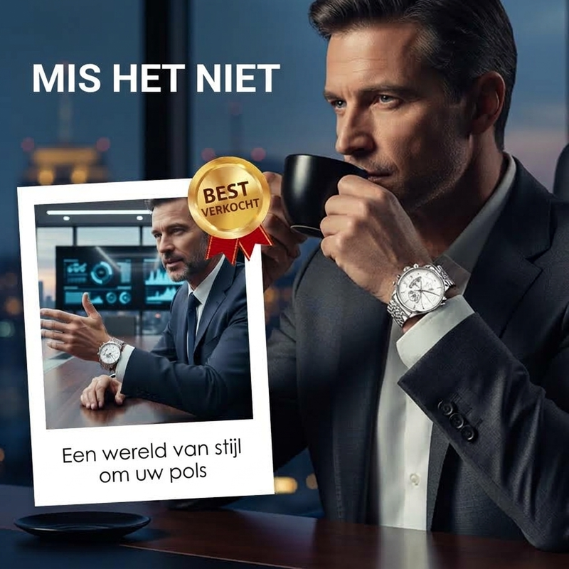 Heren waterdicht quartz horloge met lichtgevende wijzers