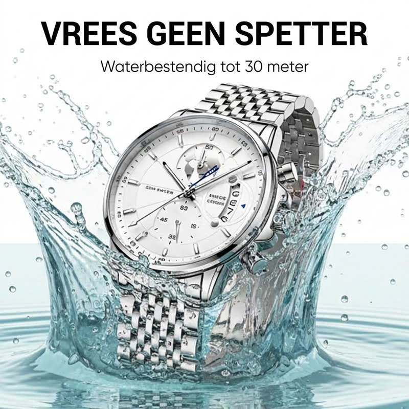 Heren waterdicht quartz horloge met lichtgevende wijzers