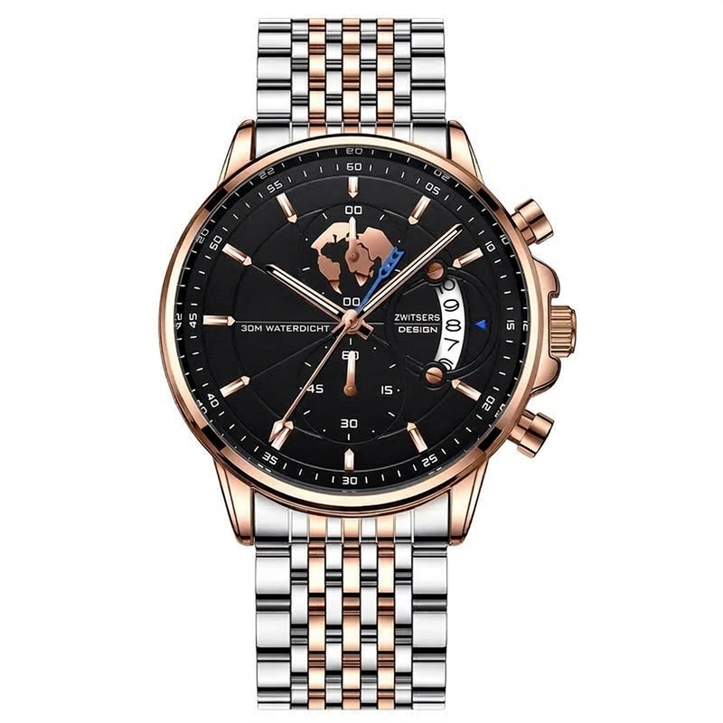 Heren waterdicht quartz horloge met lichtgevende wijzers