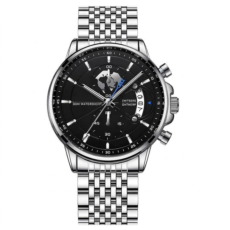 Heren waterdicht quartz horloge met lichtgevende wijzers