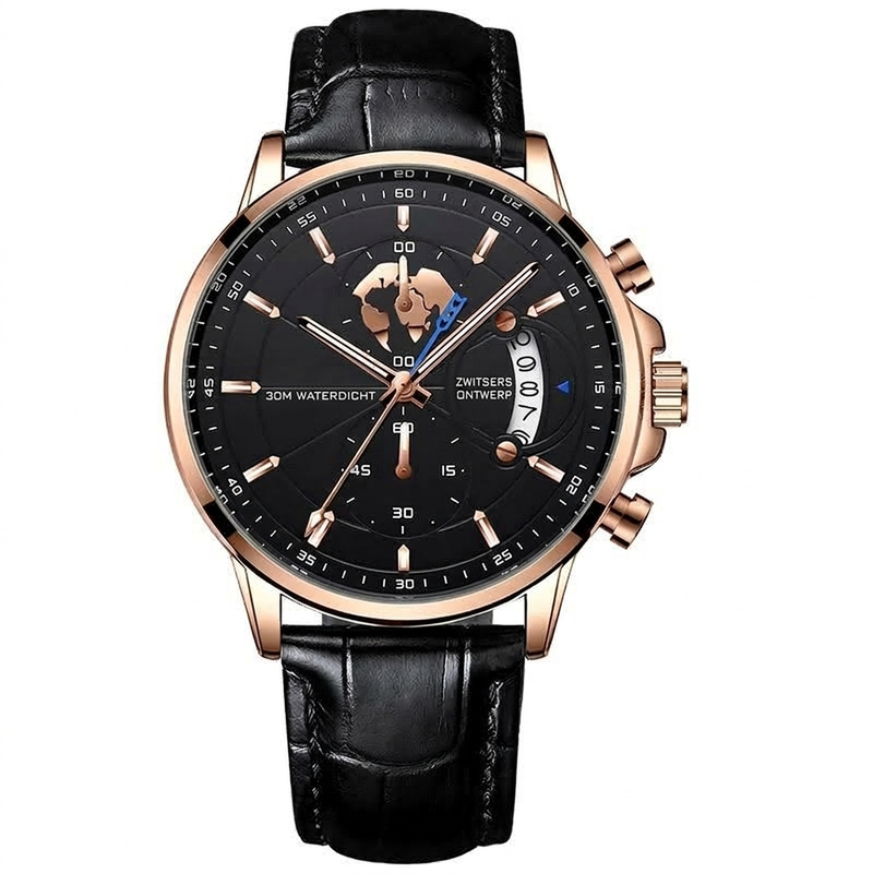 Heren waterdicht quartz horloge met lichtgevende wijzers
