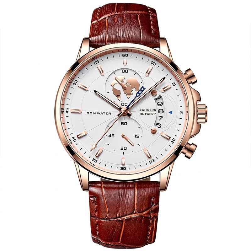 Heren waterdicht quartz horloge met lichtgevende wijzers