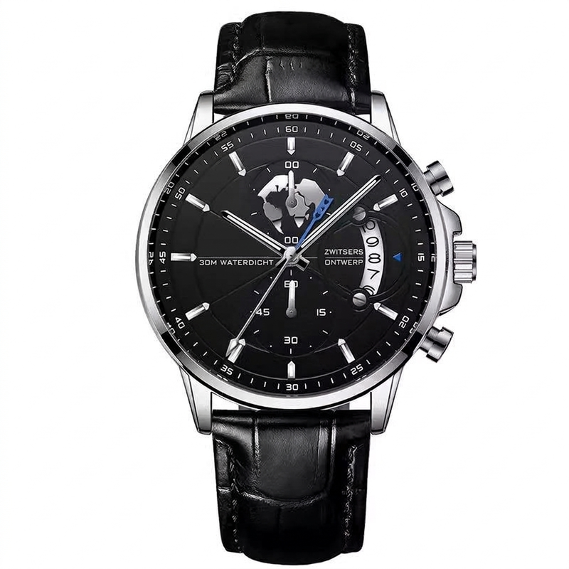 Heren waterdicht quartz horloge met lichtgevende wijzers