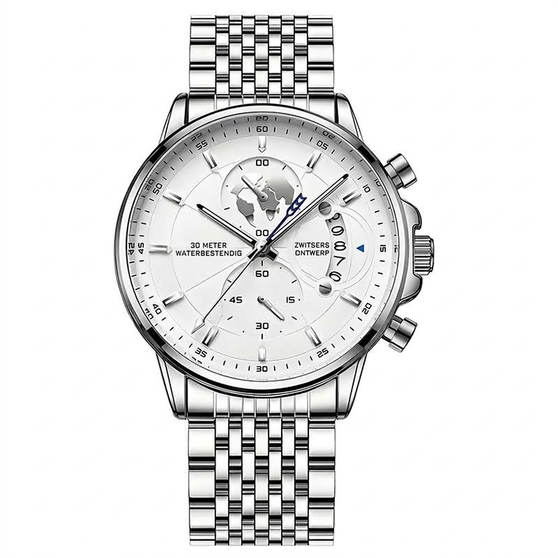 Heren waterdicht quartz horloge met lichtgevende wijzers