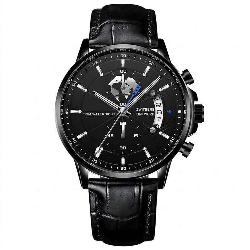 Heren waterdicht quartz horloge met lichtgevende wijzers