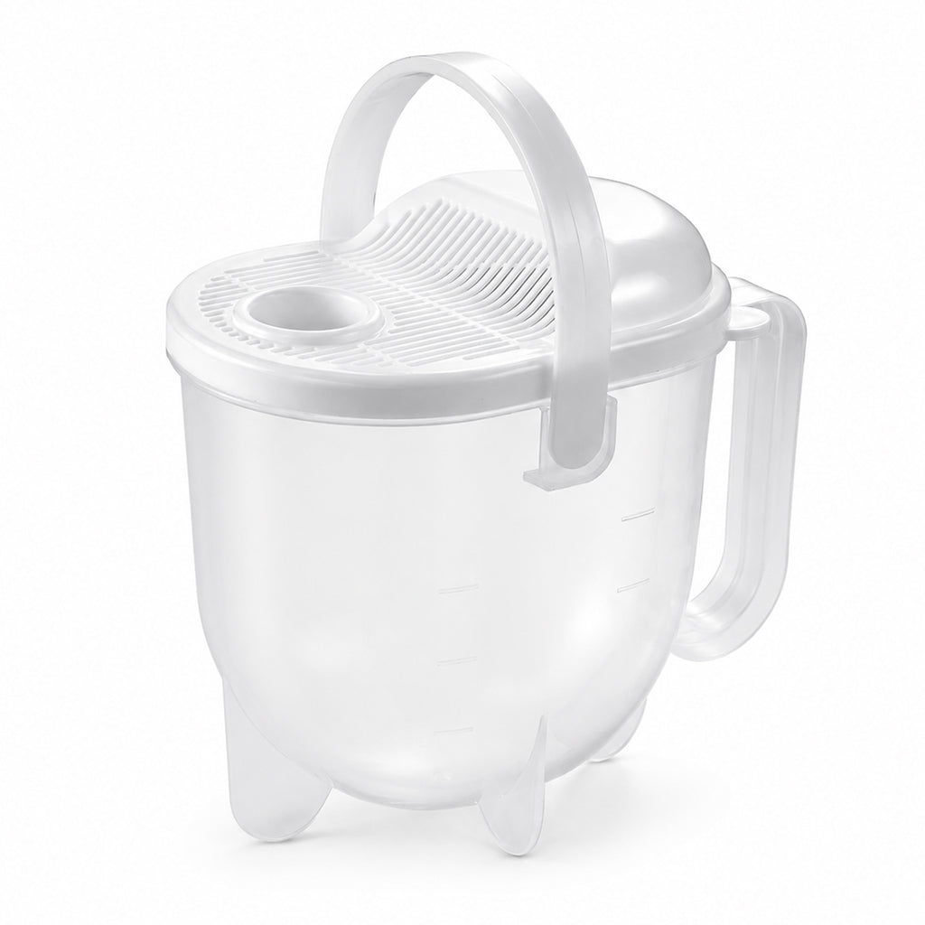 Handvrije rijstwasser met zeef
