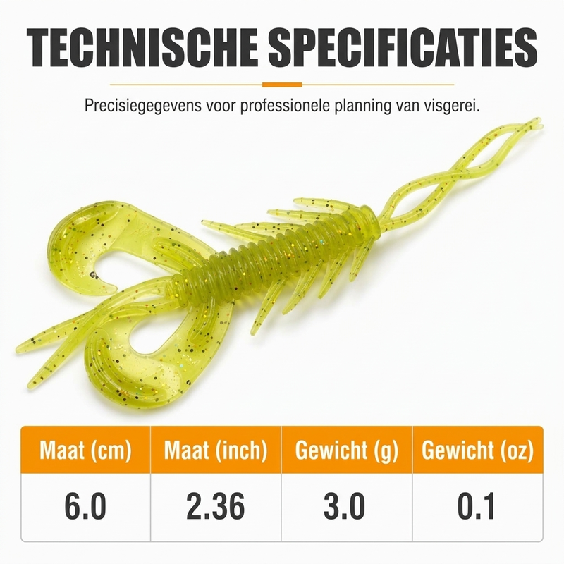 Realistische drijvende garnalenvormige zachte kunstaasjes