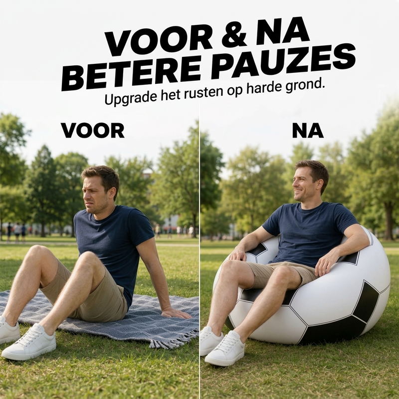 ⏳🔥TIJDELIJK 50% KORTING! ⏰⚽ Opblaasbare PVC Voetbalvormige Bank 🛋️– Leuk Voetbalontwerp, Duurzame & Draagbare Ligstoel voor Speelkamer, Feest, Slaapkamer & Wedstrijdavonden ✨