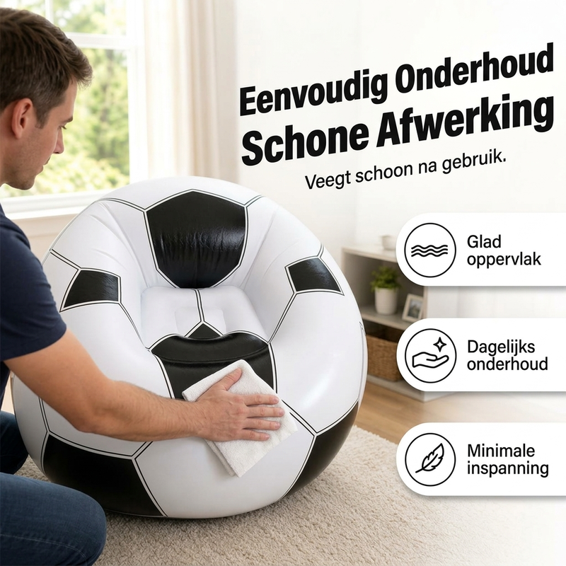 ⏳🔥TIJDELIJK 50% KORTING! ⏰⚽ Opblaasbare PVC Voetbalvormige Bank 🛋️– Leuk Voetbalontwerp, Duurzame & Draagbare Ligstoel voor Speelkamer, Feest, Slaapkamer & Wedstrijdavonden ✨