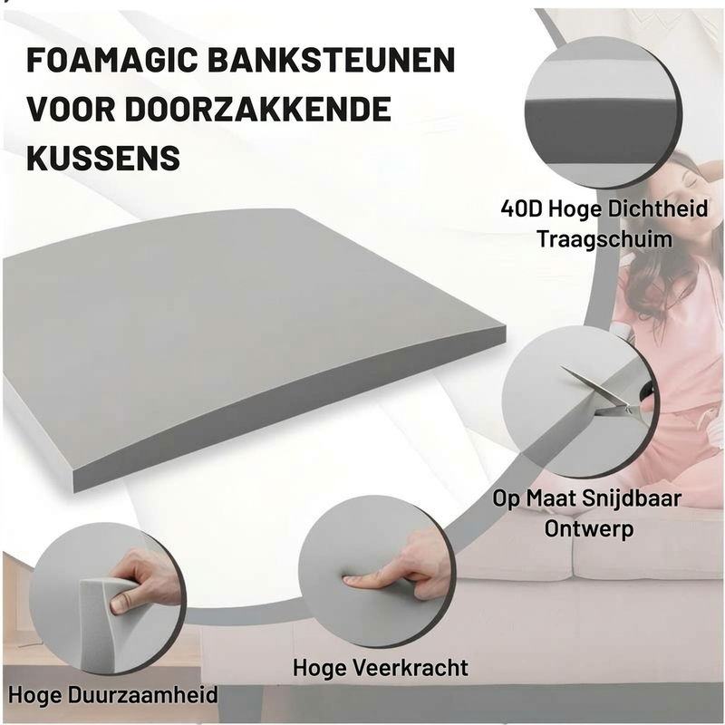 Steun voor doorgezakte bankkussens