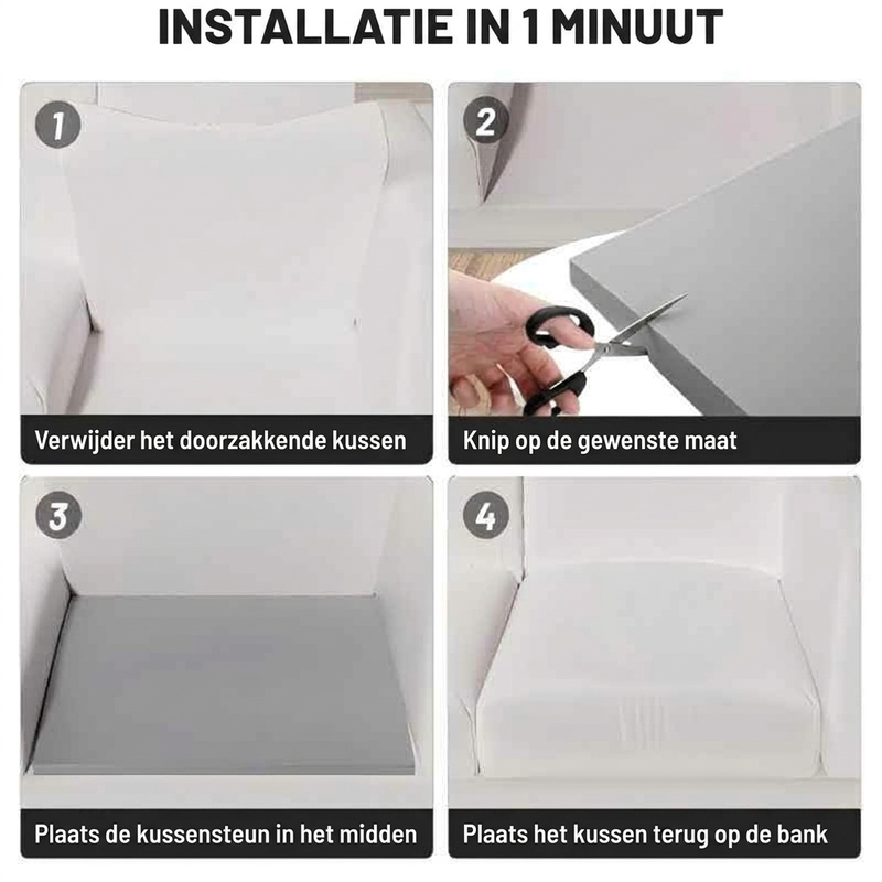 Steun voor doorgezakte bankkussens