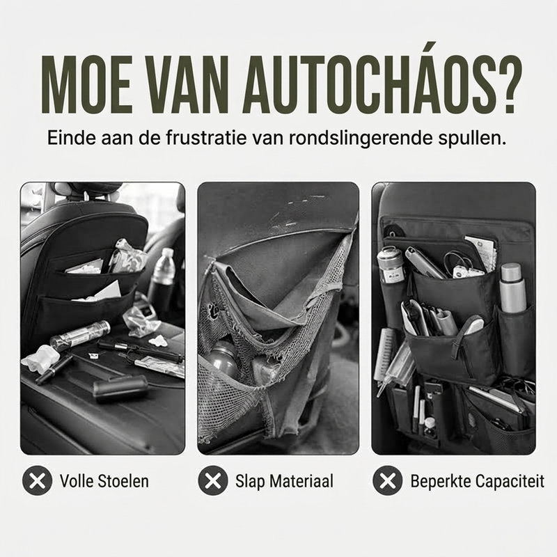 Autostoel achteropberging met meerdere vakken