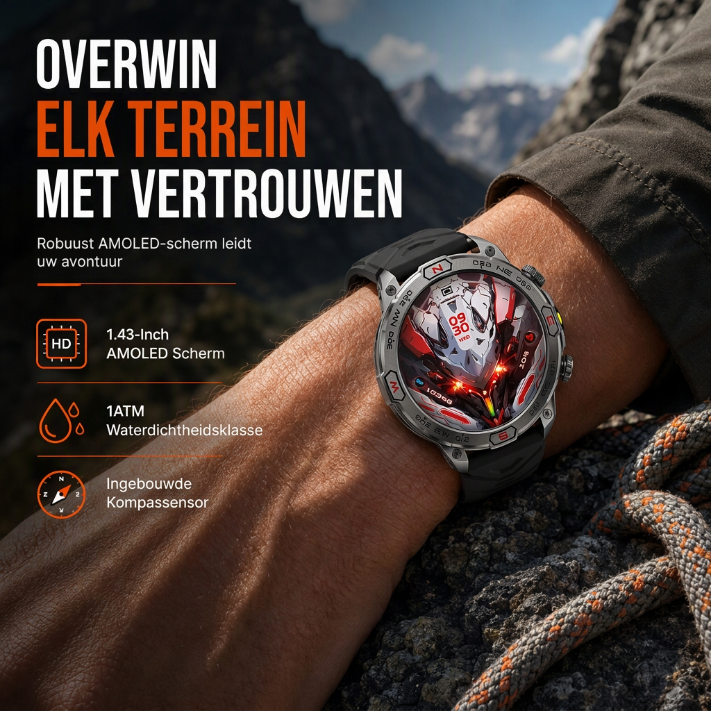 📢📢 50% KORTING!! ⏰ Robuuste smartwatch – bellen via Bluetooth & gezondheidsmonitor, duurzame outdoor fitness watch voor heren ⌚⛰️