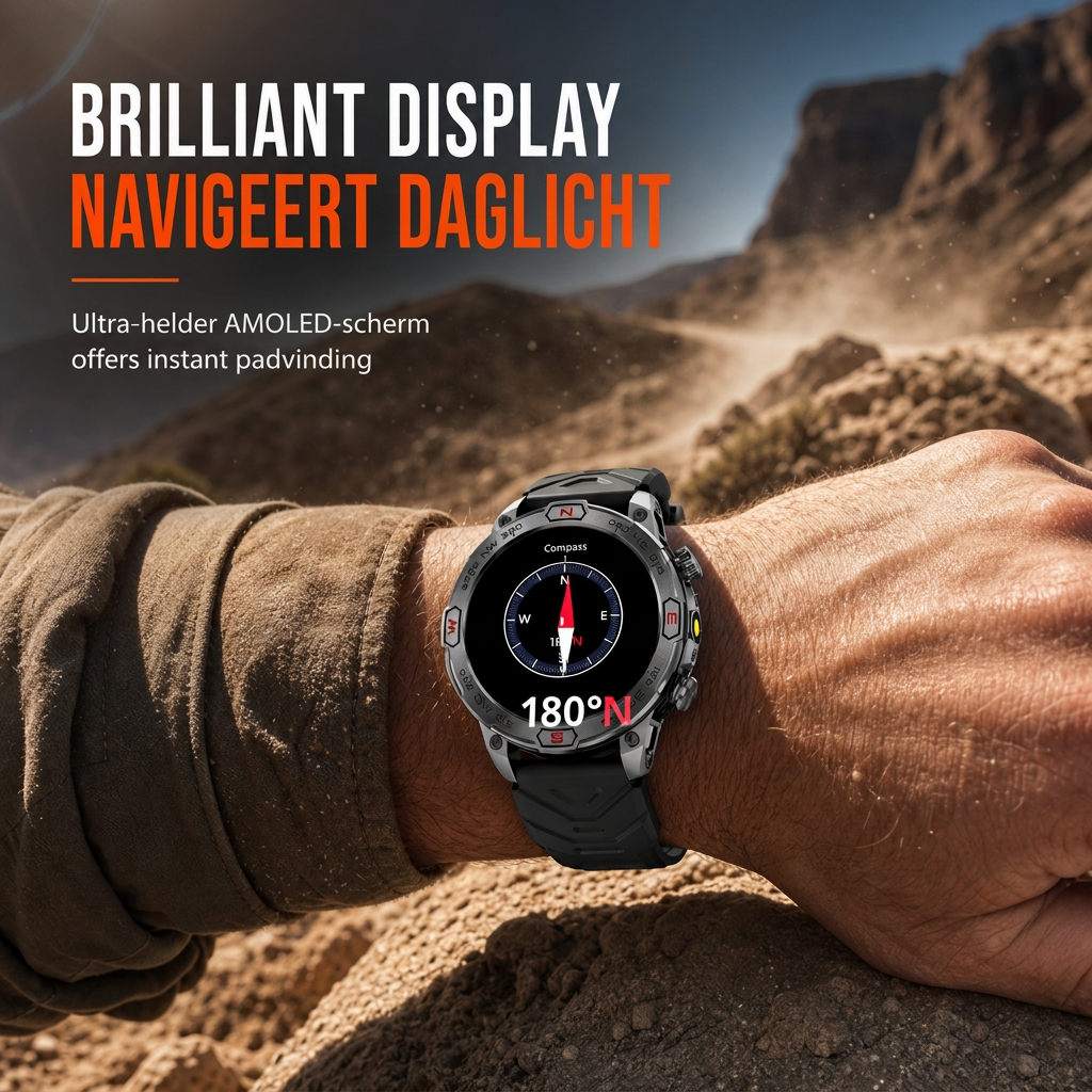 📢📢 50% KORTING!! ⏰ Robuuste smartwatch – bellen via Bluetooth & gezondheidsmonitor, duurzame outdoor fitness watch voor heren ⌚⛰️