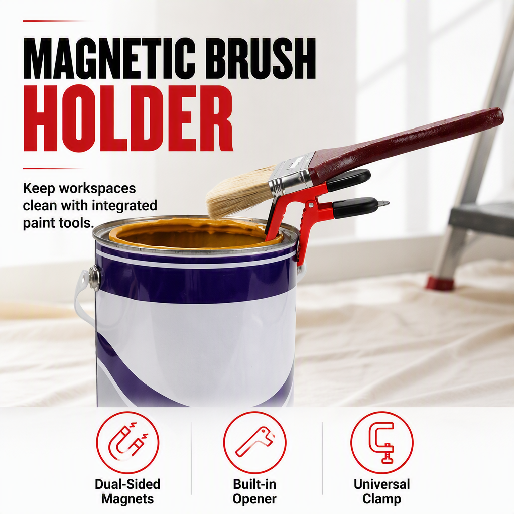 🛠Dubbelzijdige magnetische kwastklem met universele klemhouder – plastic kwastgereedschap