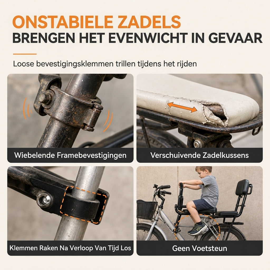 ⏳Beperkte Tijd Speciale Aanbieding⏰Fietskinderzitje met Rugleuning en Kussen voor Mountainbikes Buitenshuis Ouder-Kind Fietsen