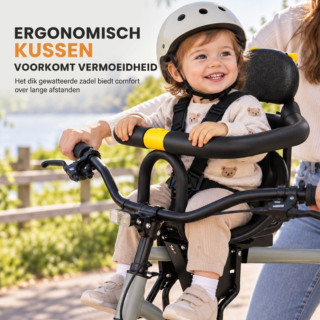 ⏳Beperkte Tijd Speciale Aanbieding⏰Fietskinderzitje met Rugleuning en Kussen voor Mountainbikes Buitenshuis Ouder-Kind Fietsen