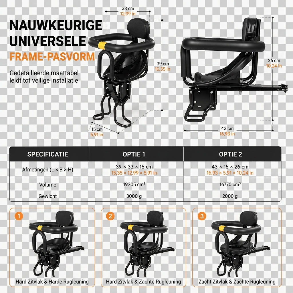 ⏳Beperkte Tijd Speciale Aanbieding⏰Fietskinderzitje met Rugleuning en Kussen voor Mountainbikes Buitenshuis Ouder-Kind Fietsen