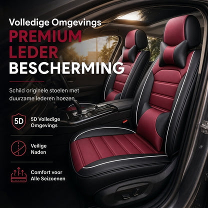 🚗 NU 50% KORTING! 🪑 Volledig bedekkende leren autostoelhoezen – Bescherming voor alle seizoenen, 5D-omlijning en veilige splitnaden – Universeel passend 🛡️