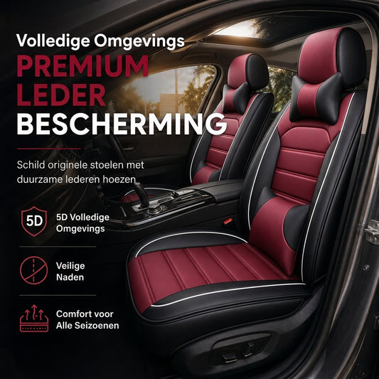 🚗 NU 50% KORTING! 🪑 Volledig bedekkende leren autostoelhoezen – Bescherming voor alle seizoenen, 5D-omlijning en veilige splitnaden – Universeel passend 🛡️