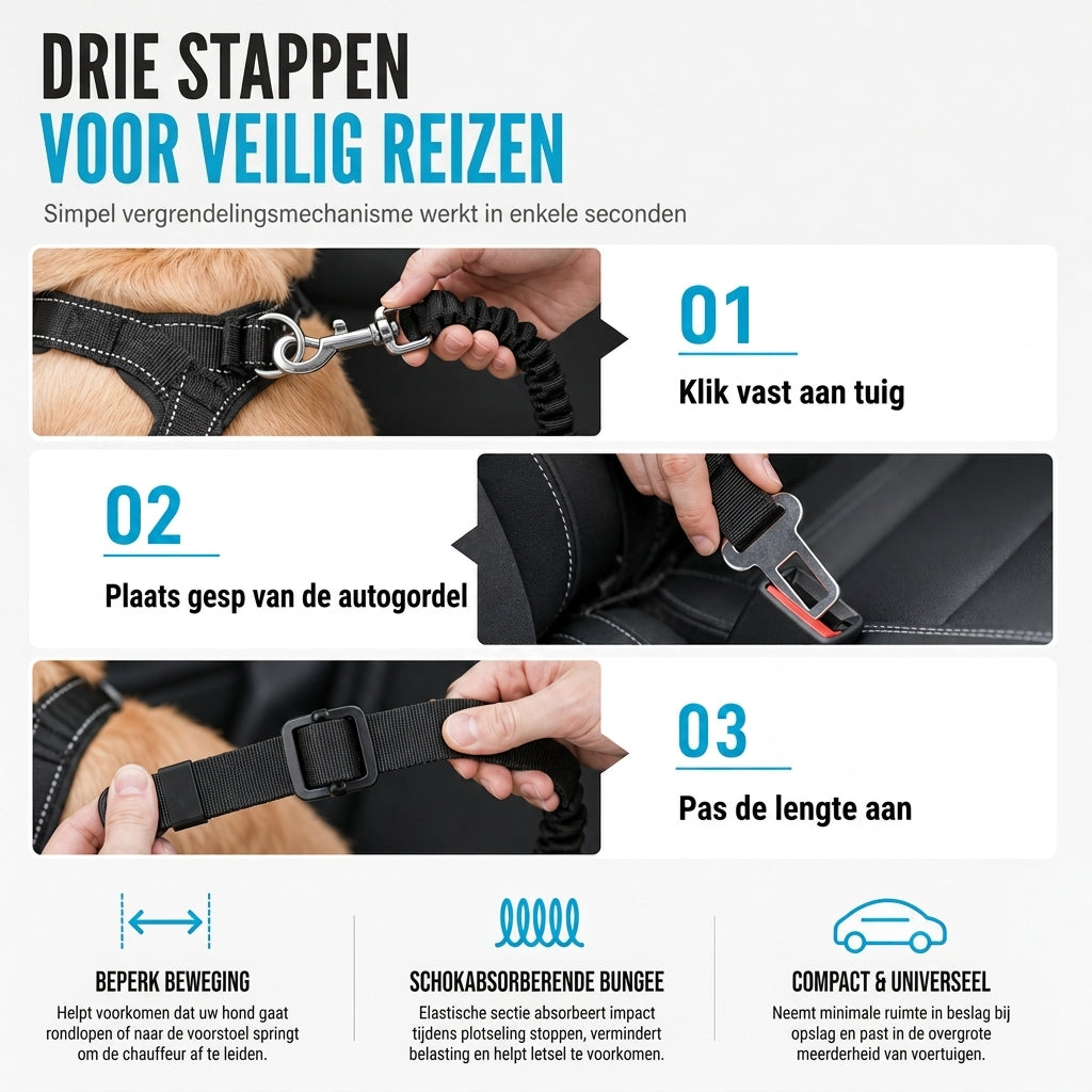 📢📢 50% KORTING!! ⏳ Elastisch nylon hondenautogordel