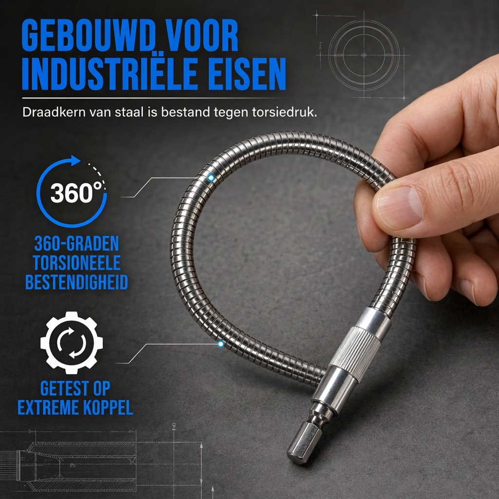 🛠️ Universele metalen flexibele asverlengstang – 360° buigbaar, hoog koppel, zeskantige aansluiting ✨