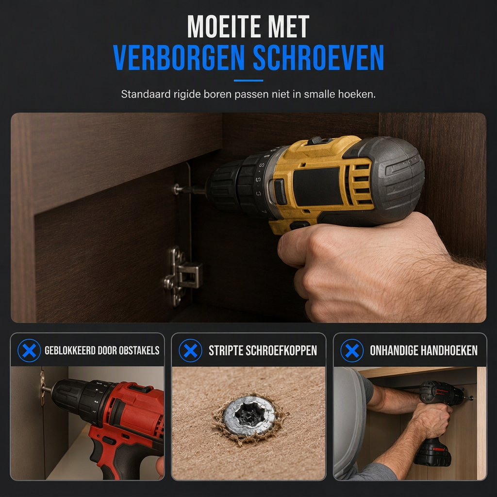 🛠️ Universele metalen flexibele asverlengstang – 360° buigbaar, hoog koppel, zeskantige aansluiting ✨