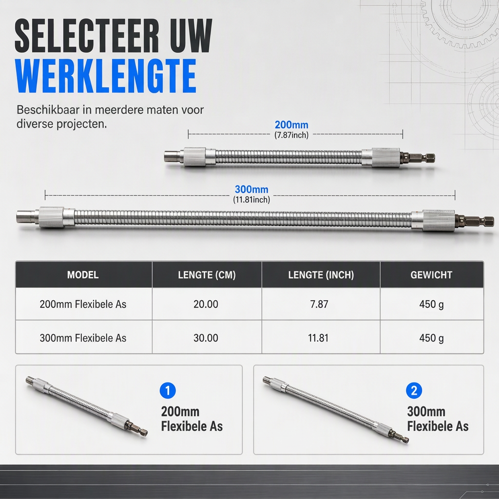 🛠️ Universele metalen flexibele asverlengstang – 360° buigbaar, hoog koppel, zeskantige aansluiting ✨