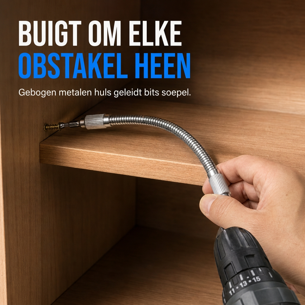 🛠️ Universele metalen flexibele asverlengstang – 360° buigbaar, hoog koppel, zeskantige aansluiting ✨