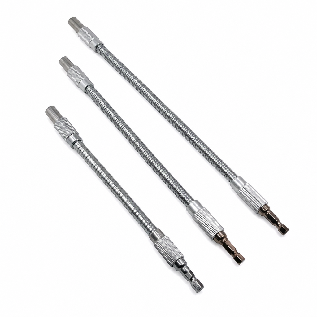 🛠️ Universele metalen flexibele asverlengstang – 360° buigbaar, hoog koppel, zeskantige aansluiting ✨