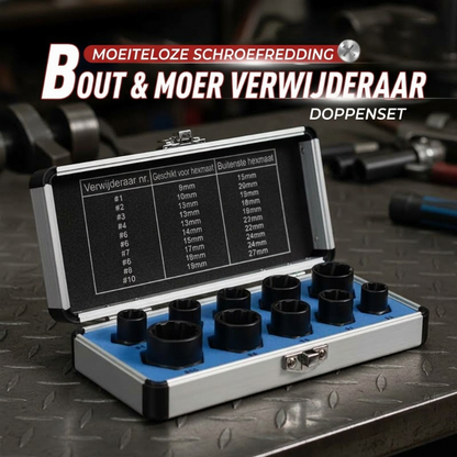 Beschadigde Bout- en Moer Uitdraaier Dopsleutelset
