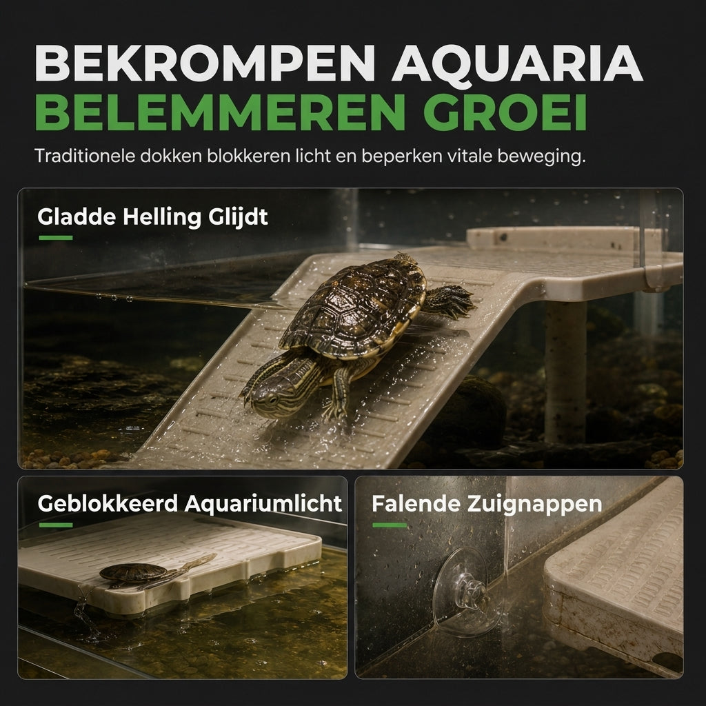 ☀️ 50% KORTING! ✨ Hangend schildpad zonnedek van helder acrylon: antislip opgang, ingebouwde voerbak en verstelbare montage, rustplatform met meerdere zones voor een gezonde schildpadgroei 🐢