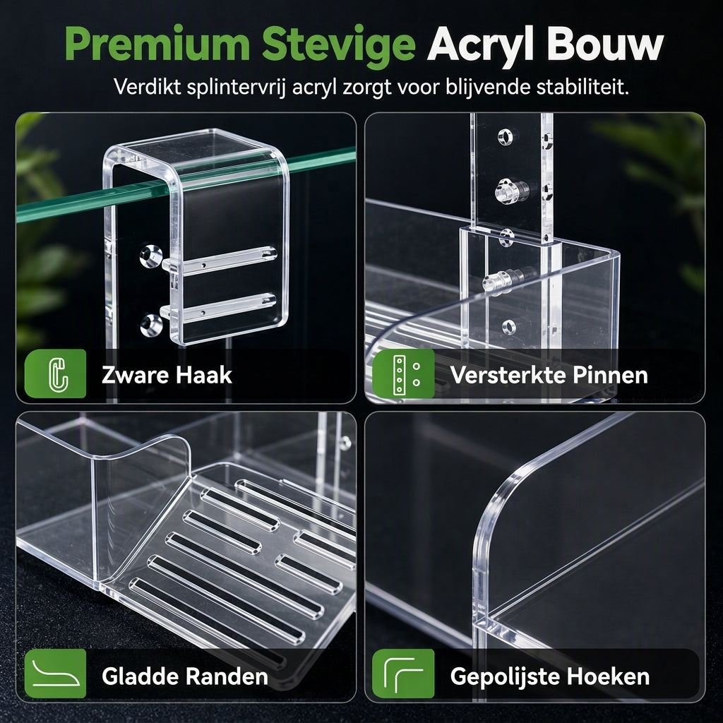 ☀️ 50% KORTING! ✨ Hangend schildpad zonnedek van helder acrylon: antislip opgang, ingebouwde voerbak en verstelbare montage, rustplatform met meerdere zones voor een gezonde schildpadgroei 🐢