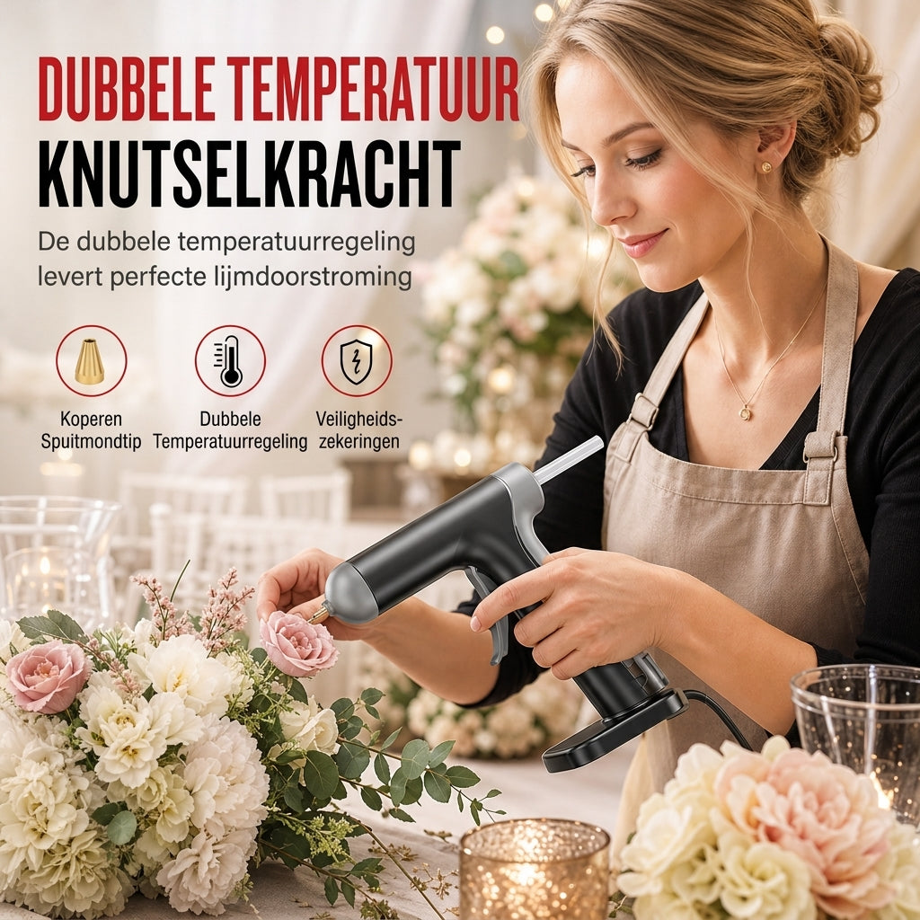 📢📢50% KORTING !! ⏰Draadloze Hetelijmpistoolset met 2000mAh oplaadbare batterij en koperen mondstuk, inclusief 10 lijmstaven voor DIY-klussen en thuisgebruik
