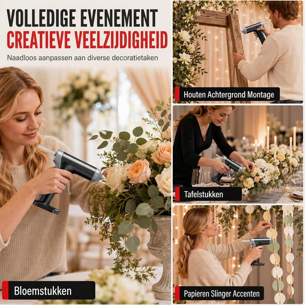 📢📢50% KORTING !! ⏰Draadloze Hetelijmpistoolset met 2000mAh oplaadbare batterij en koperen mondstuk, inclusief 10 lijmstaven voor DIY-klussen en thuisgebruik