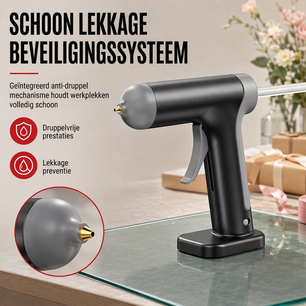 📢📢50% KORTING !! ⏰Draadloze Hetelijmpistoolset met 2000mAh oplaadbare batterij en koperen mondstuk, inclusief 10 lijmstaven voor DIY-klussen en thuisgebruik