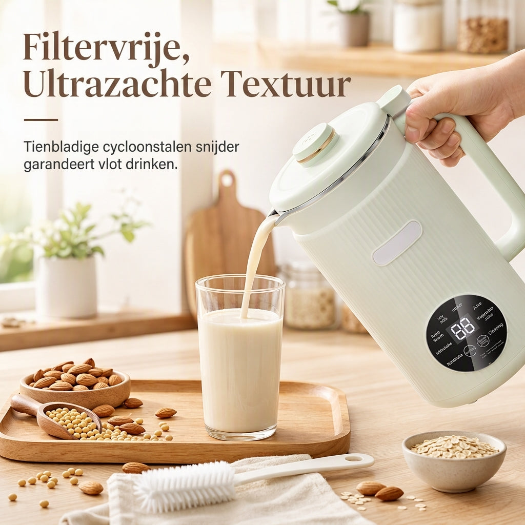 Huishoudelijke Automatische Sojamelkmaker en High-Blender 1500ml Capaciteit Filtervrije Multifunctionele Voedselverwerker met 10 Messen en 304 Roestvrijstalen Binnenbekleding