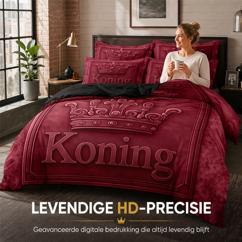 Modern King Crown 3-delige Beddengoedset