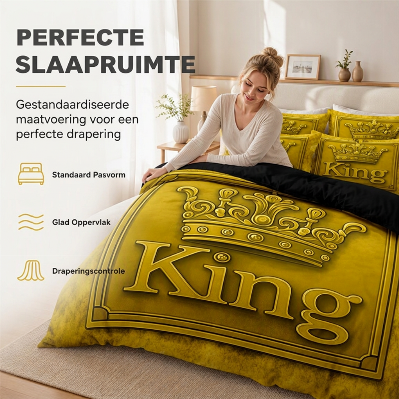 Modern King Crown 3-delige Beddengoedset